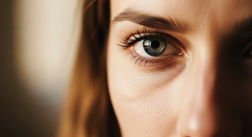 cinematic close up portrait with expressive eyes and soft depth