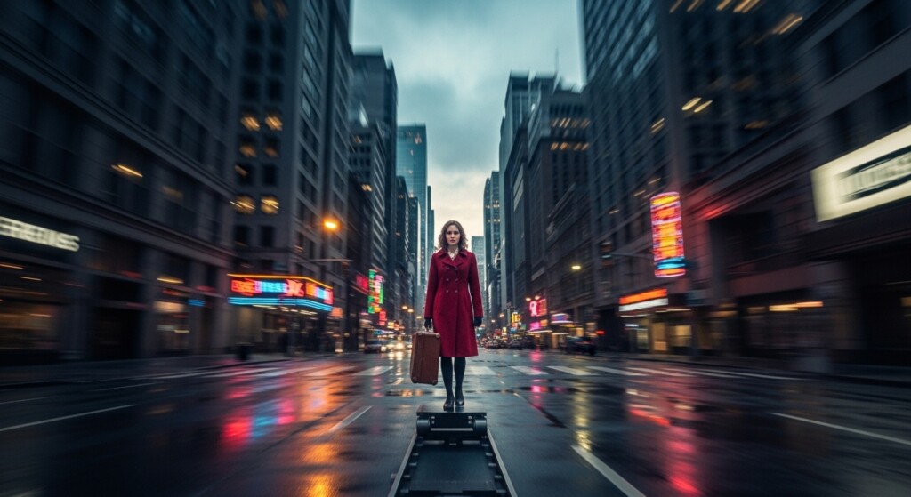 cinematic dolly zoom effect with stretching background and stable subject