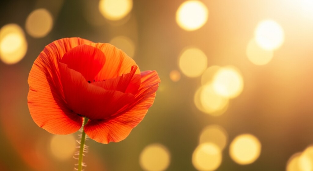 flower in sharp focus against blurred background bokeh lights