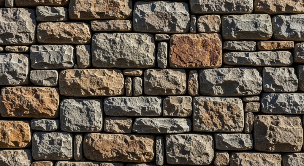 interlocking stone wall with irregular shapes fitted perfectly